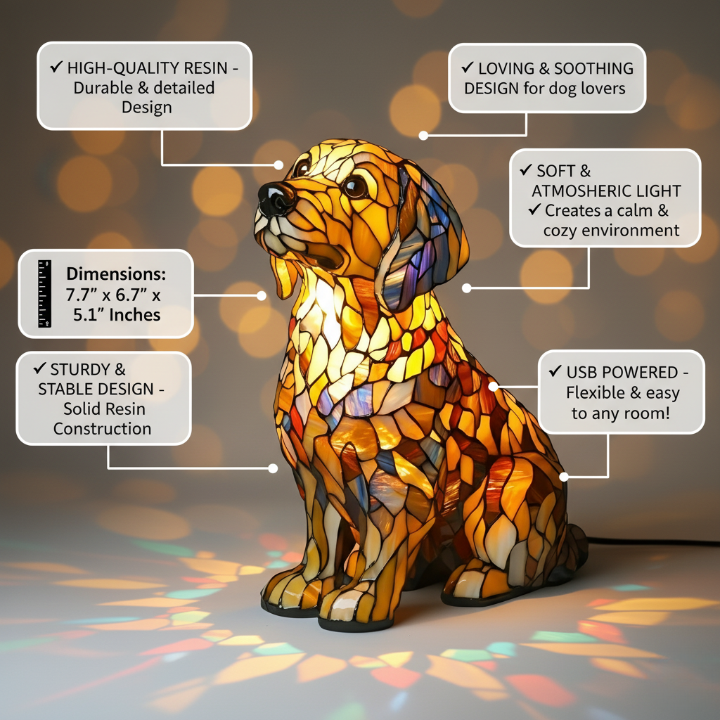 Golden Retriever Lily – Scultura Spirituale LED