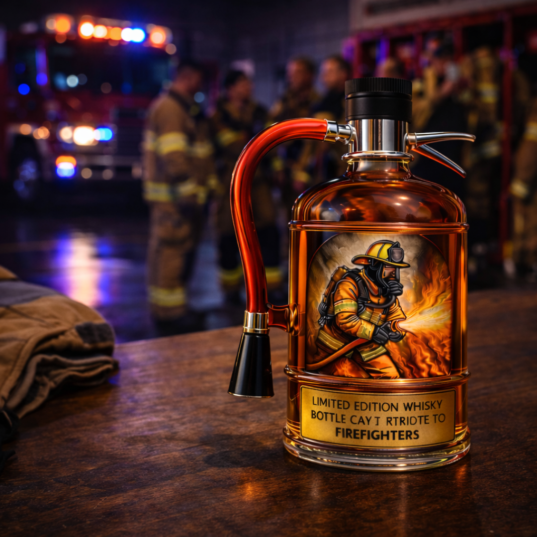 Dekorative Whiskyflasche - Feuerlöscher-Design