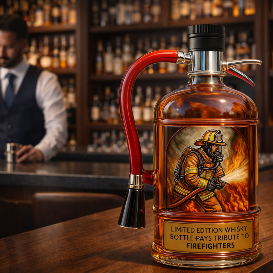 Dekorative Whiskyflasche - Feuerlöscher-Design