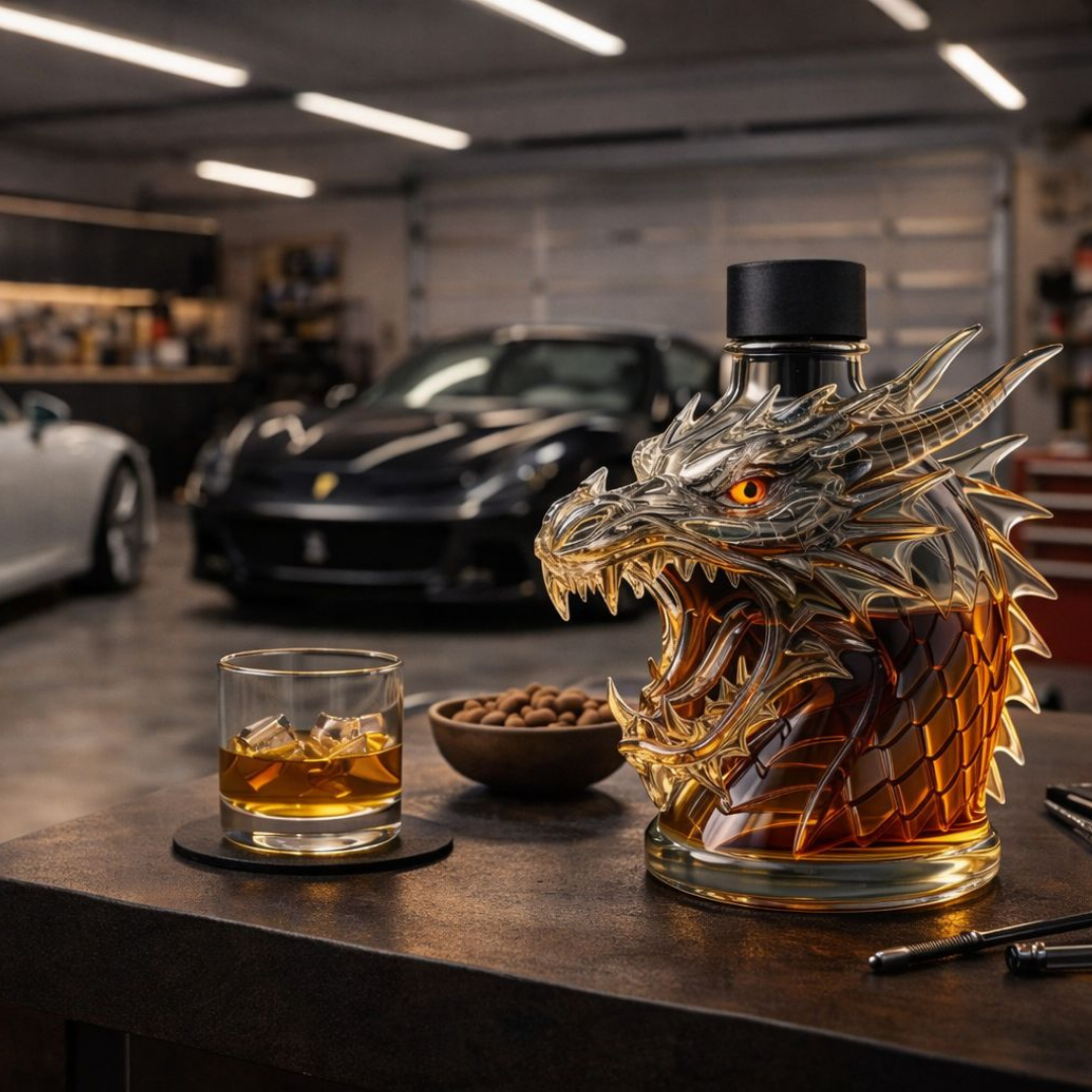 Whiskyflasche 'Drache' - Drachenkopf-Design
