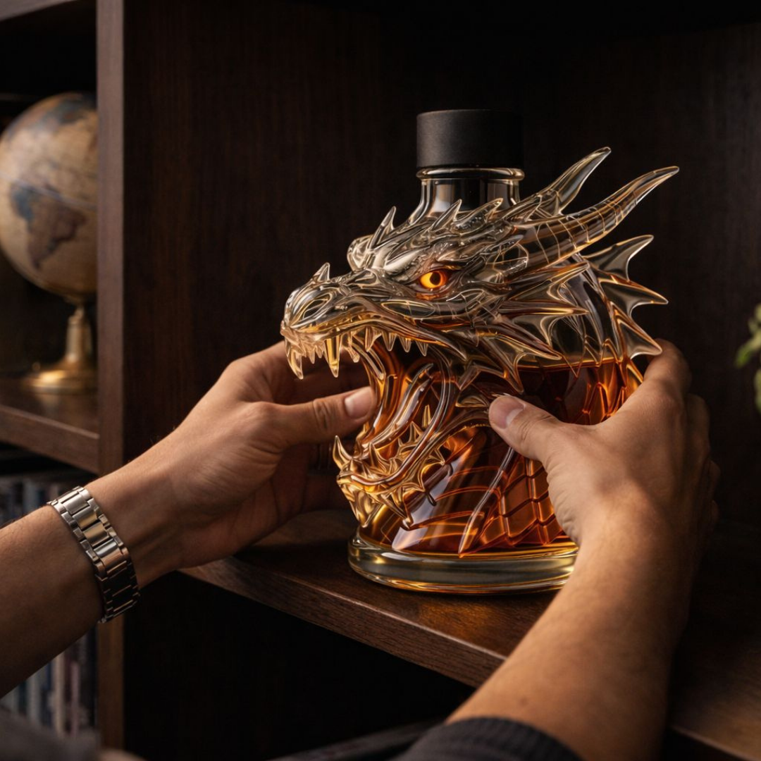 Whiskyflasche 'Drache' - Drachenkopf-Design