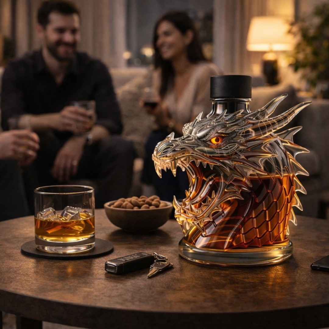 Whiskyflasche 'Drache' - Drachenkopf-Design