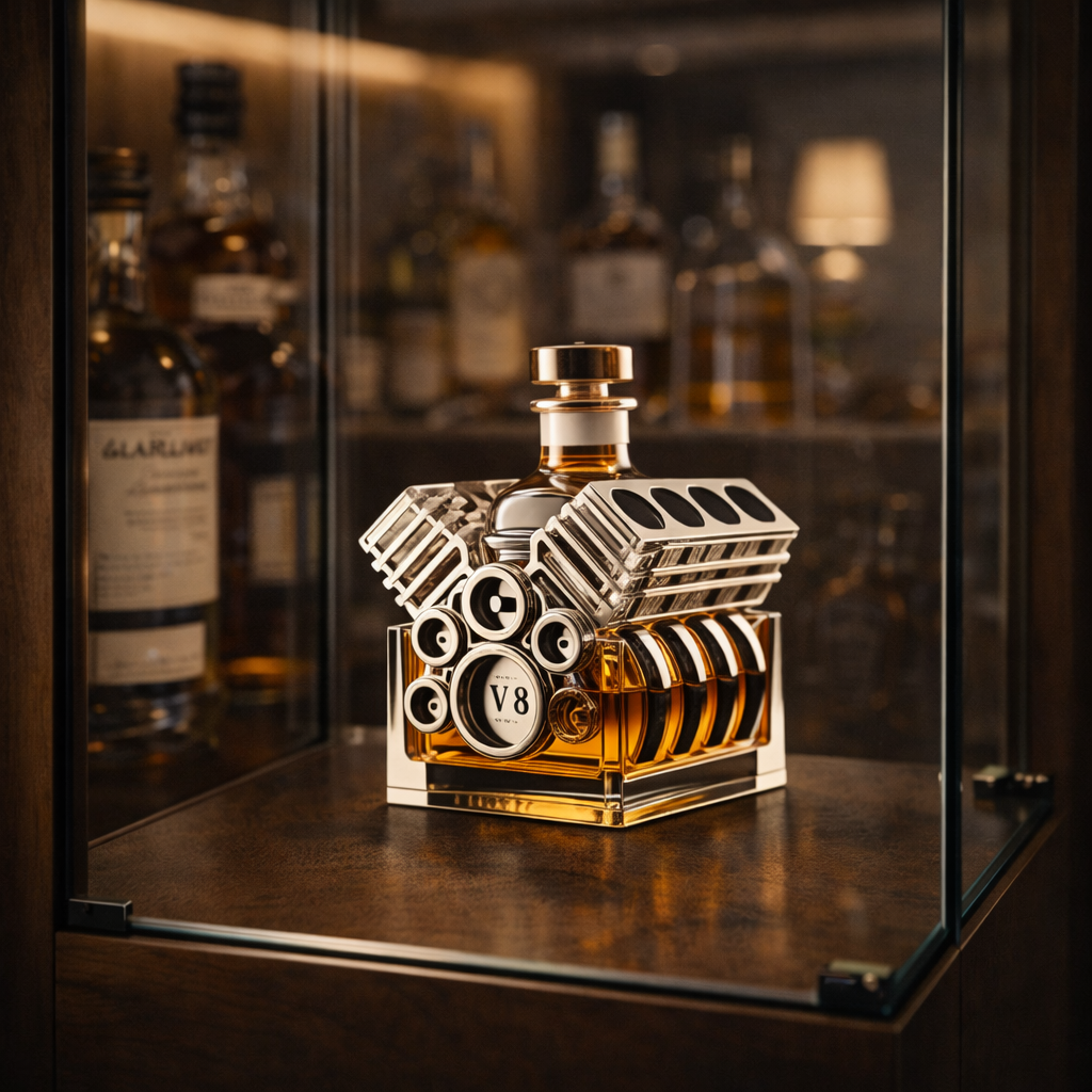 Whiskyflasche 'Motor' - Die Eleganz der Geschwindigkeit