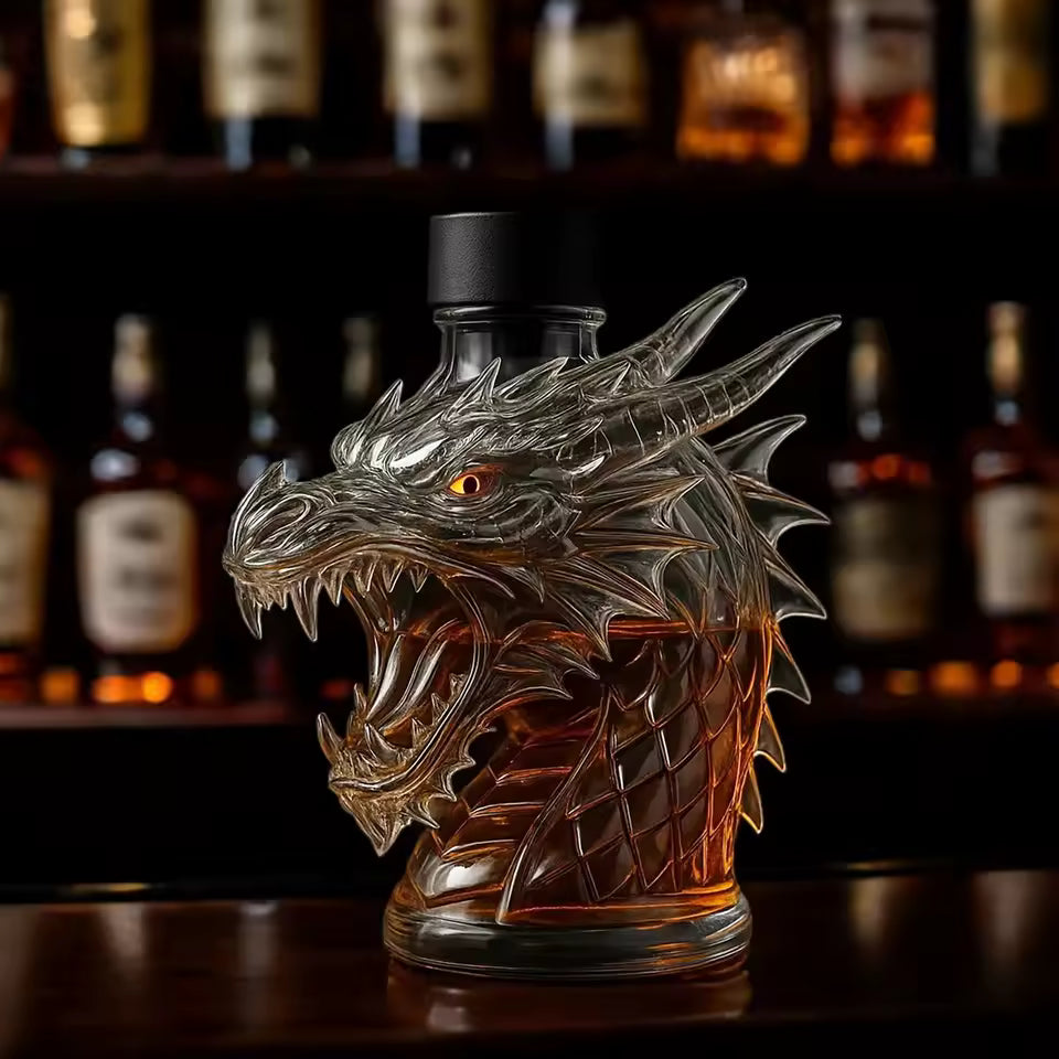Whiskyflasche 'Drache' - Drachenkopf-Design