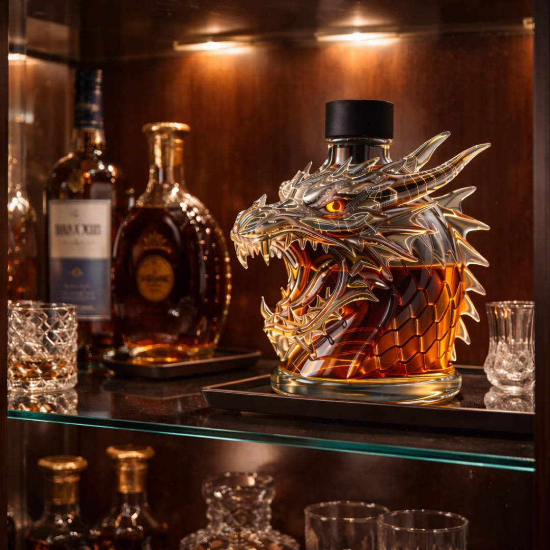 Whiskyflasche 'Drache' - Drachenkopf-Design
