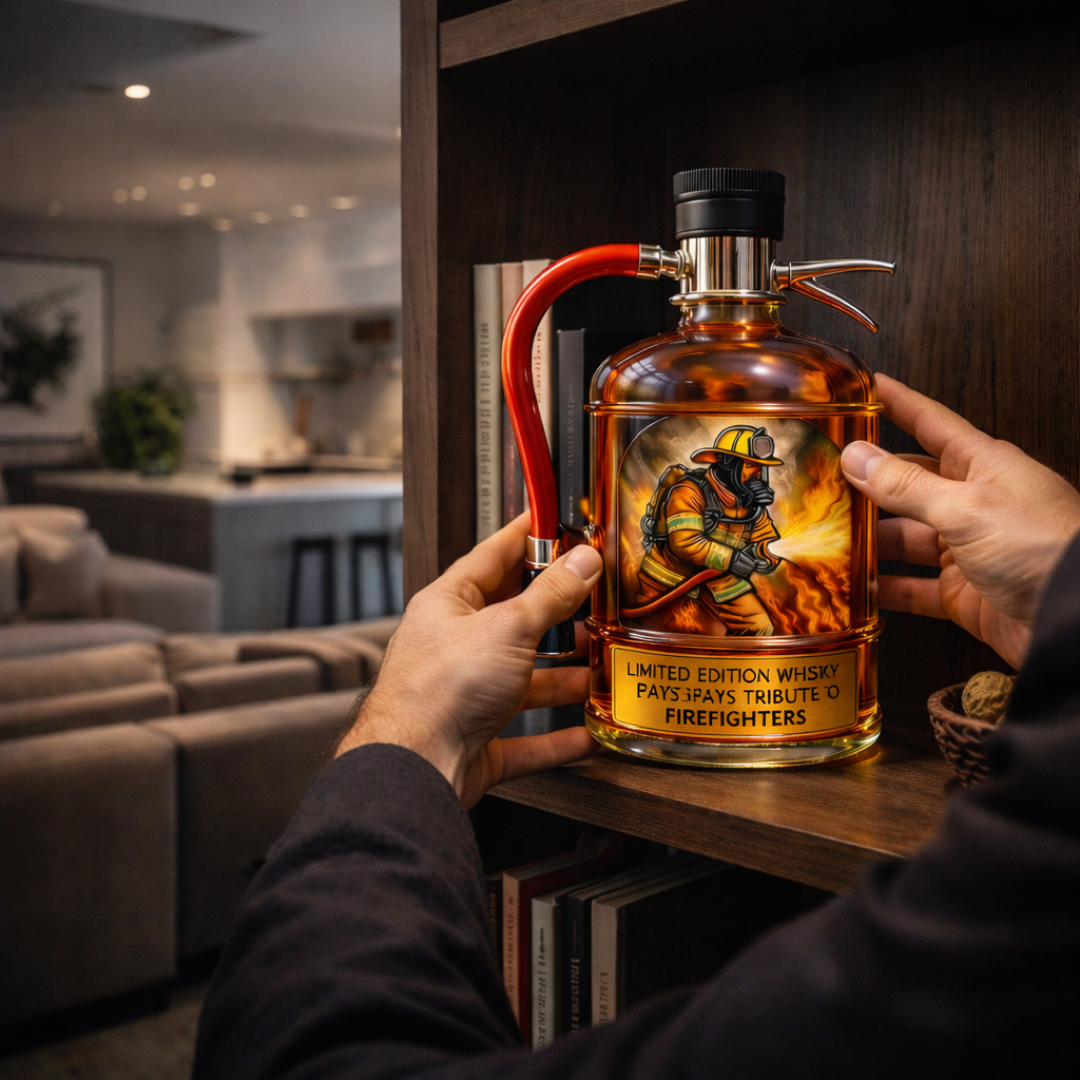 Dekorative Whiskyflasche - Feuerlöscher-Design