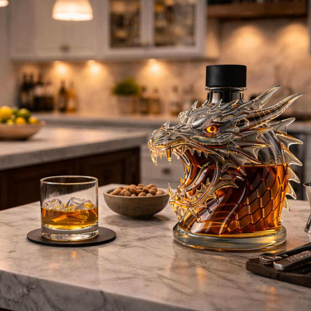 Whiskyflasche 'Drache' - Drachenkopf-Design